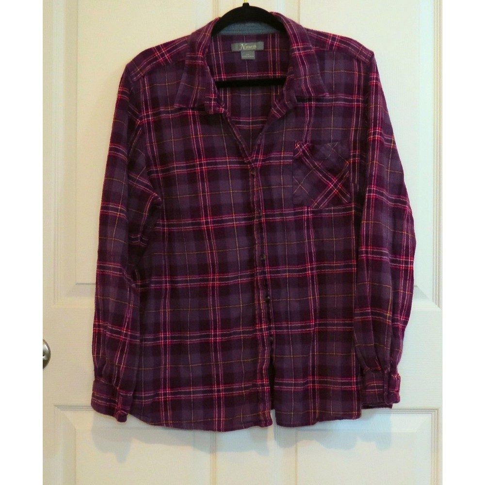 Natural Collection Pink/Purple Flannel Shirt Size XXL